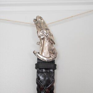 RARE Brighton Horse Head Braided Leather B31439 Equestrian Belt Size 34